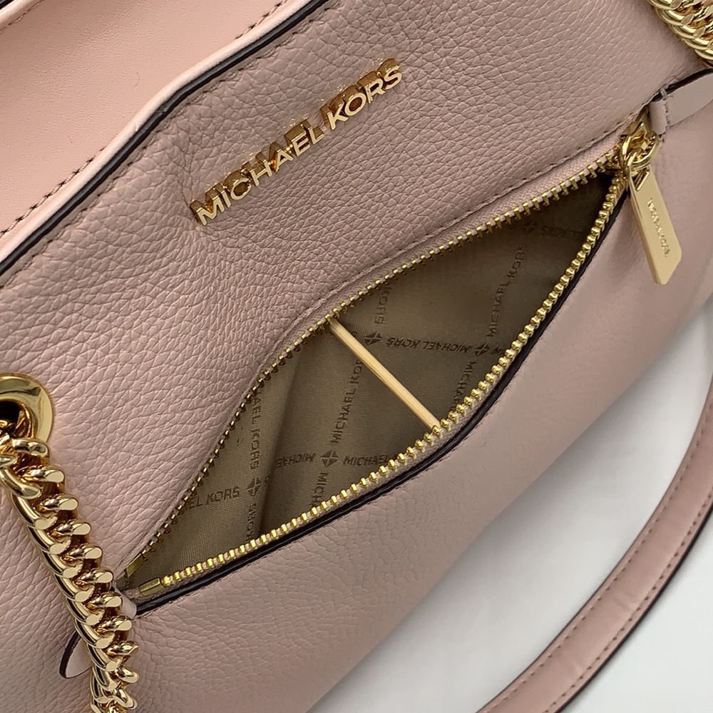 Michael Kors Jet Set Item Medium Front Pocket Shoulder Chain Tote POWDER BLUSH - Picture 6 of 13